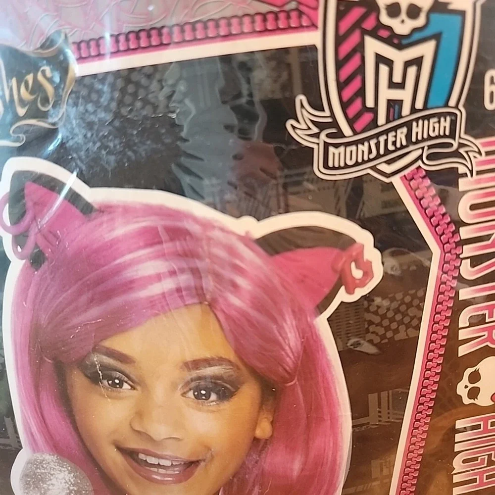 Rubies‎ Monster High CHATTY NOIR Child's Halloween Wig Ears & Earrings New